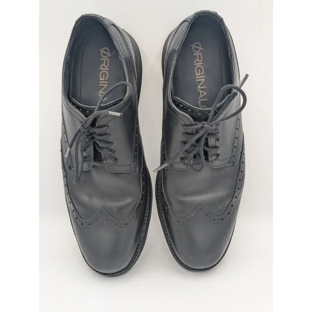 Cole Haan Original Grand Remastered Wingtip Oxford Men 9.5W Black Leather Shoes